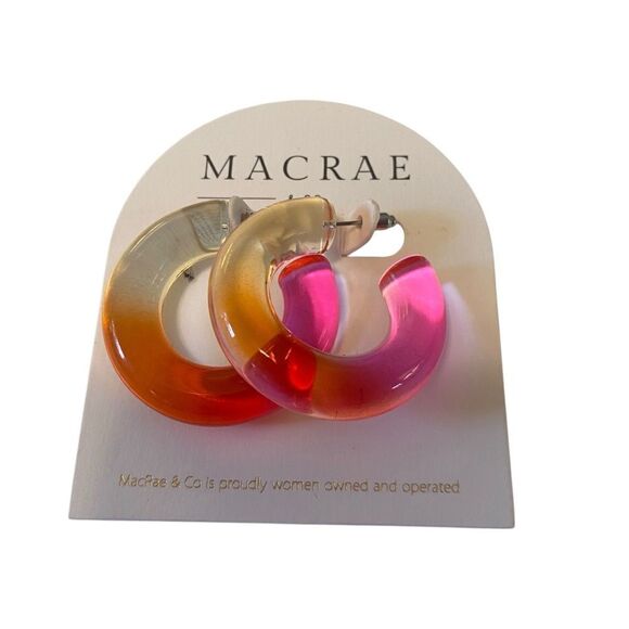 Macrae & Co. Pink, Orange & Yellow Gradiant C-Hoop Earrings - Picture 4 of 6